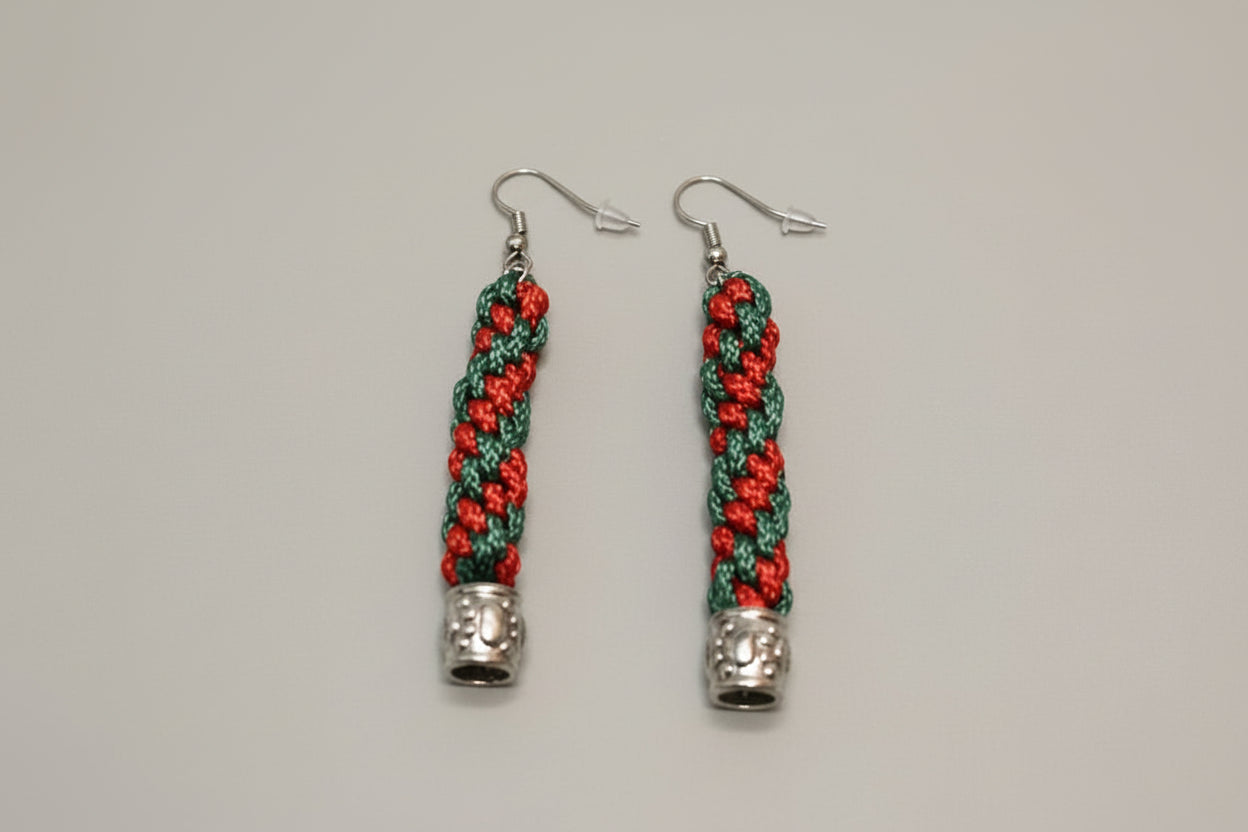 Orecchini Pendenti Micro Paracord - Spirale Bicolore 2,5 cm