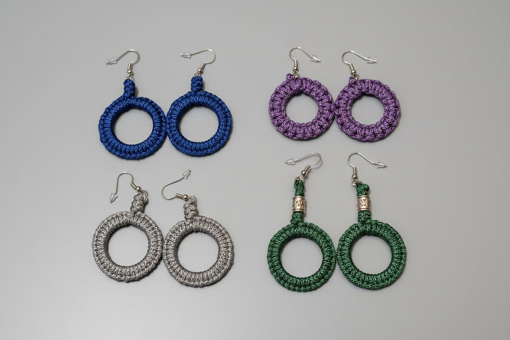 Orecchini Rotondi Micro Paracord - Diametro 2 cm