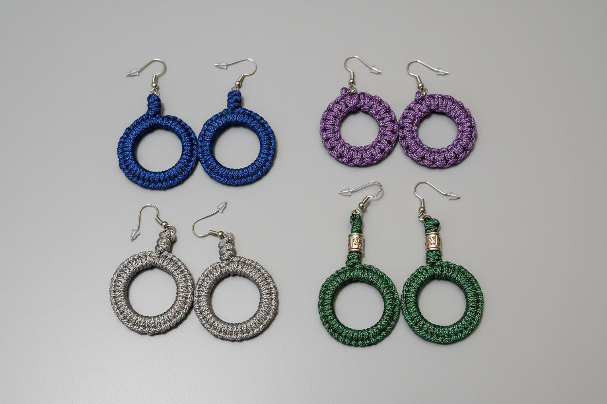 Orecchini Rotondi Micro Paracord - Diametro 2 cm