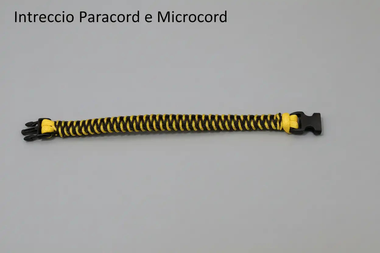 Bracciale in Paracord e Microcord nero e giallo