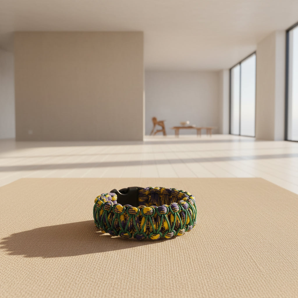 Vista laterale del bracciale Cobra Herringbone Stitched con 4 fili centrali in Microcord