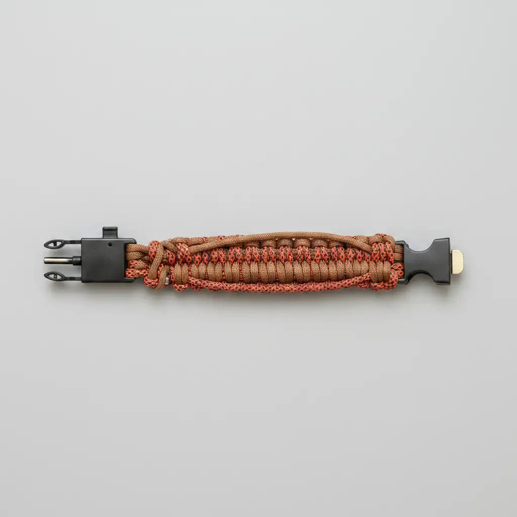 Bracciale Cobra Weave bicolor marrone e beige con fibbia multifunzione dettaglio