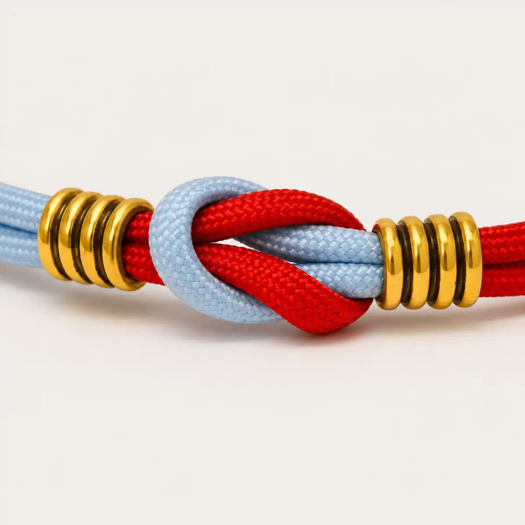 Dettaglio nodo marinaio su bracciale in Paracord fatto a mano