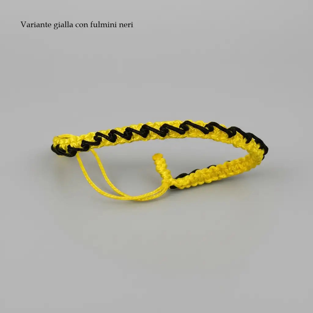 Bracciale giallo con fulmini neri in Microparacord