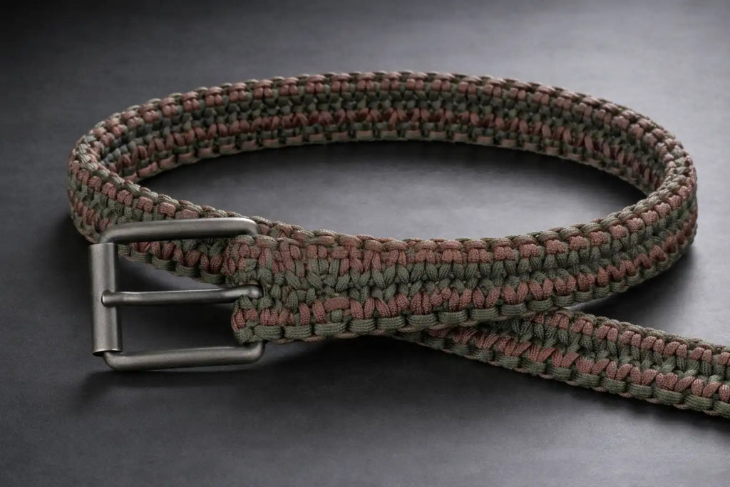 Cintura in Paracord camouflage intrecciata a mano in Italia