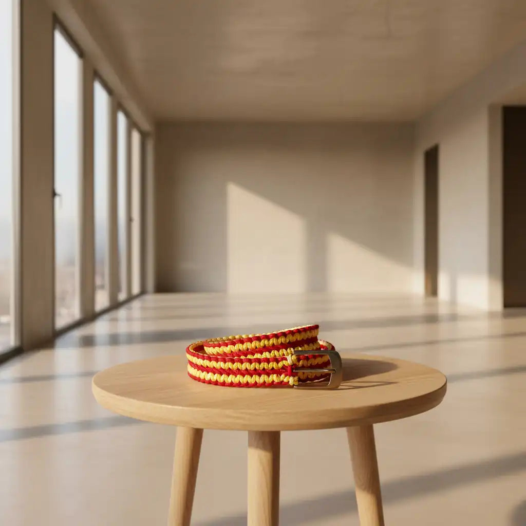 Cintura in Paracord giallo e rosso intrecciata a mano