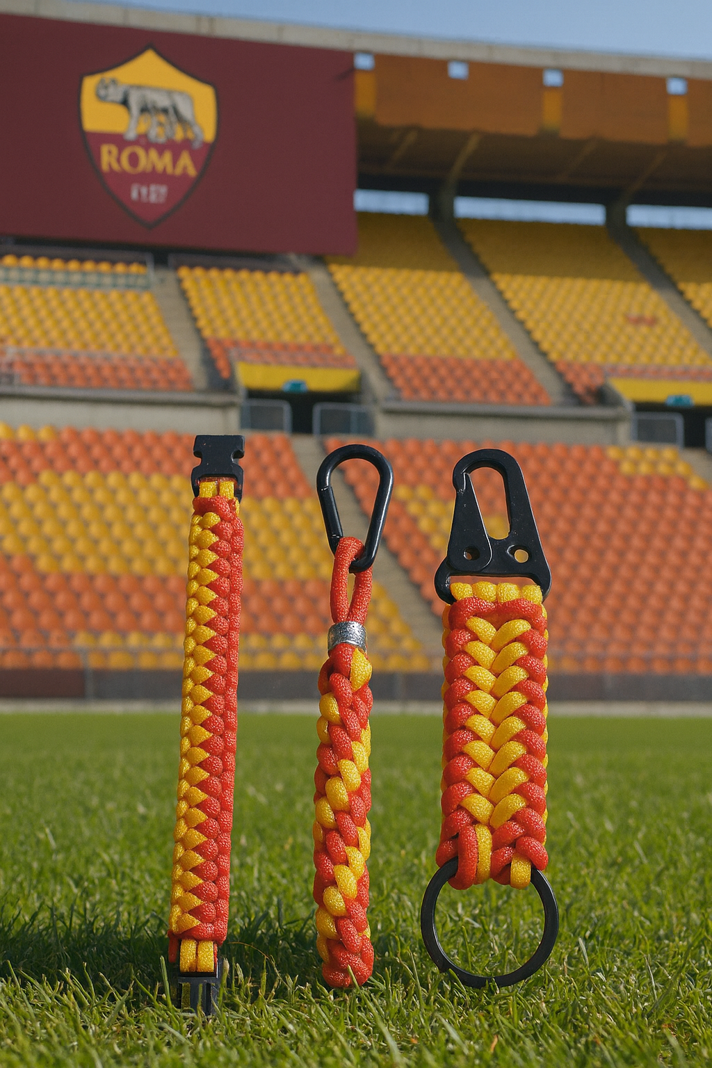 Kit Roma - Bracciale e Portachiavi Paracord Giallorosso