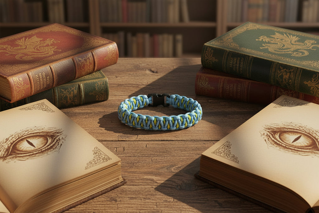 Bracciale Paracord Dragon's Eye Azzurro Giallo Blu Snake Occhi Di Drago