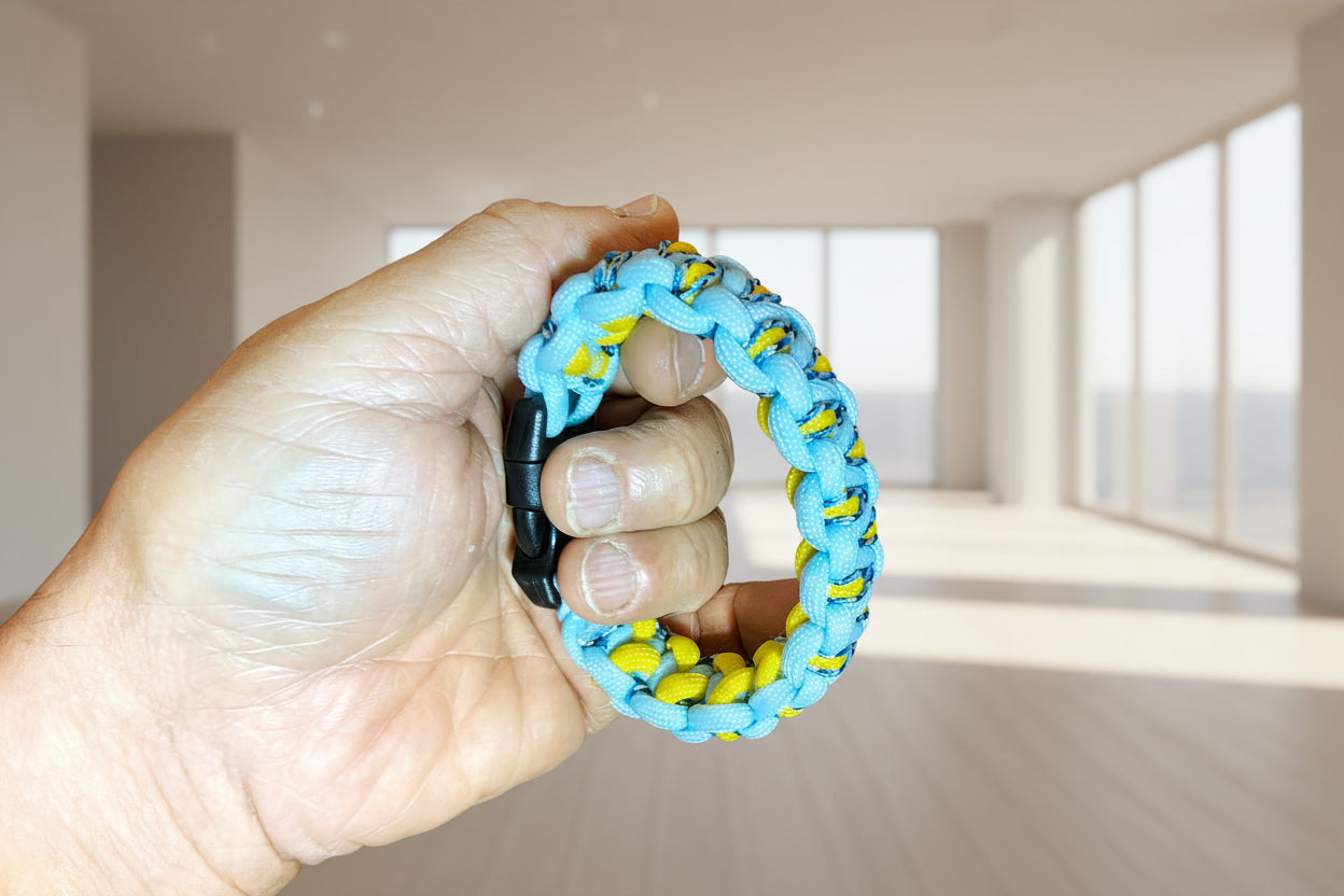 Bracciale Paracord Dragon's Eye Azzurro Giallo Blu Snake Occhi Di Drago