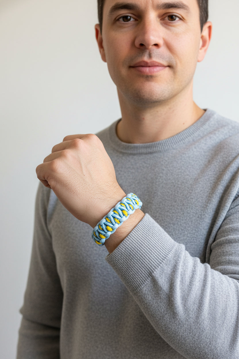 Bracciale Paracord Dragon's Eye Azzurro Giallo Blu Snake Occhi Di Drago