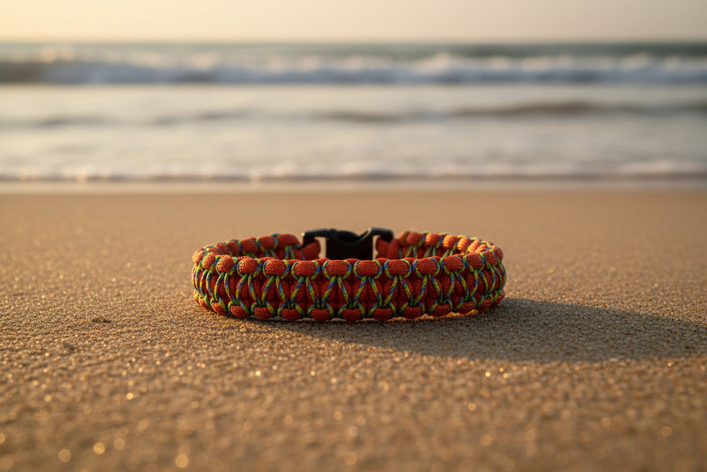 Bracciale Paracord Microparacord Cobra Herringbone Stitched Spina Di Pesce Rosso