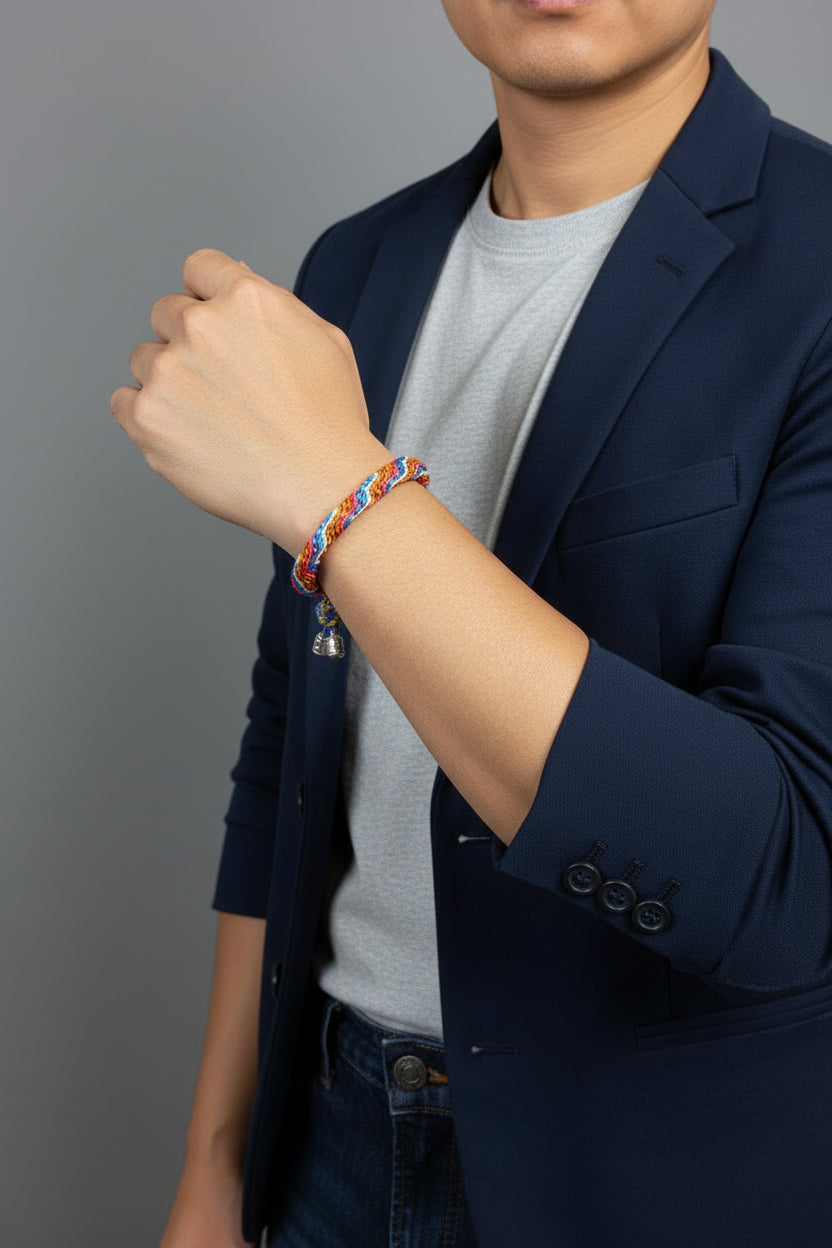 Bracciale rotondo Con 7 Fili In Microcord Di Vari Colori Con Chiusura Regolabile