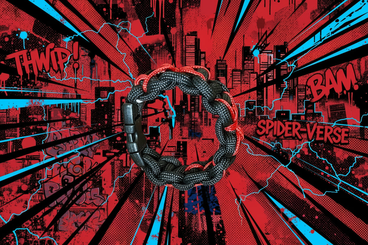 Bracciale Paracord Nero e Rosso Miles Morales - Bambini e Adulti