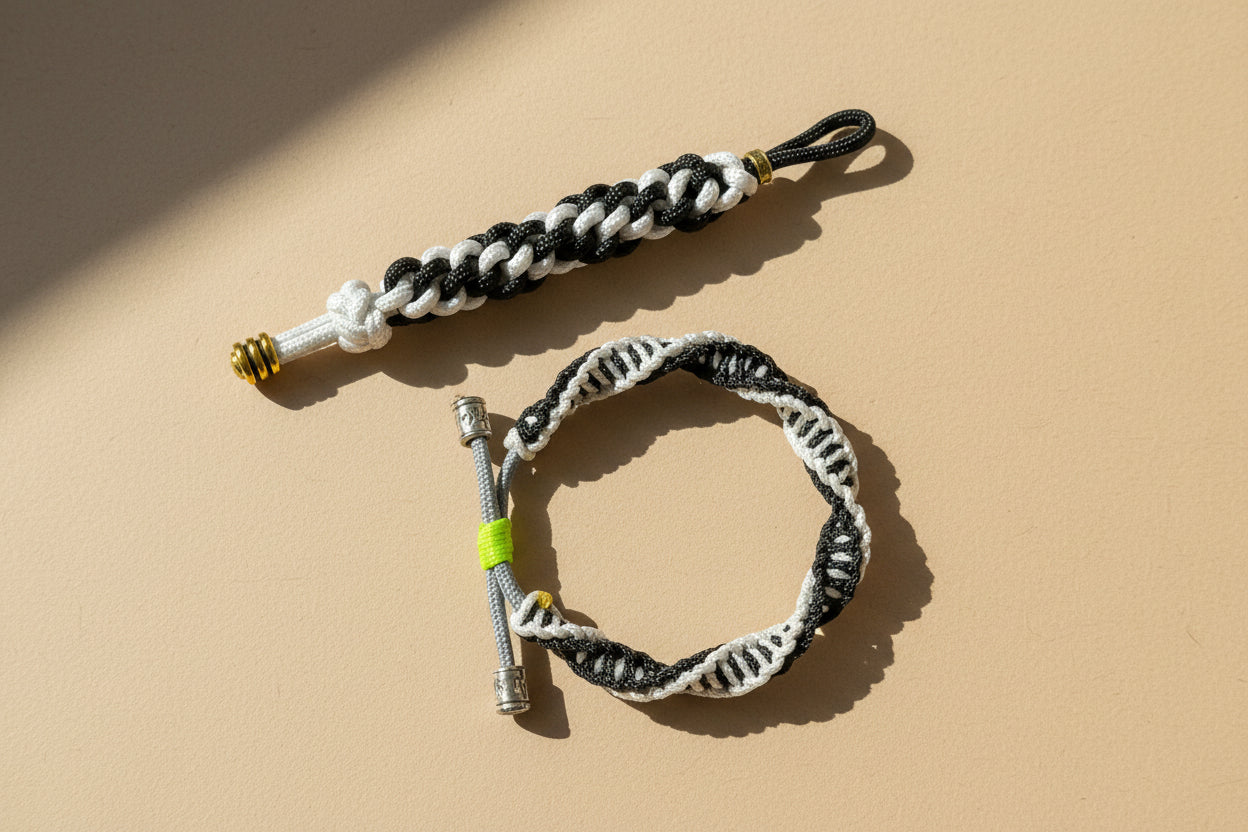 Bracciale + portachiavi in Paracord Juventus Calcio Regolabile