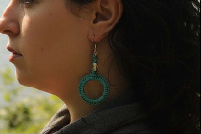 Orecchini Rotondi Micro Paracord - Diametro 2 cm