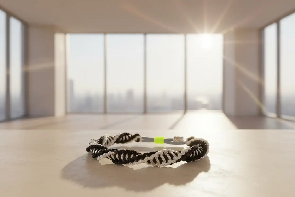 Bracciale a doppia elica in Microcord bianco e nero con chiusura regolabile