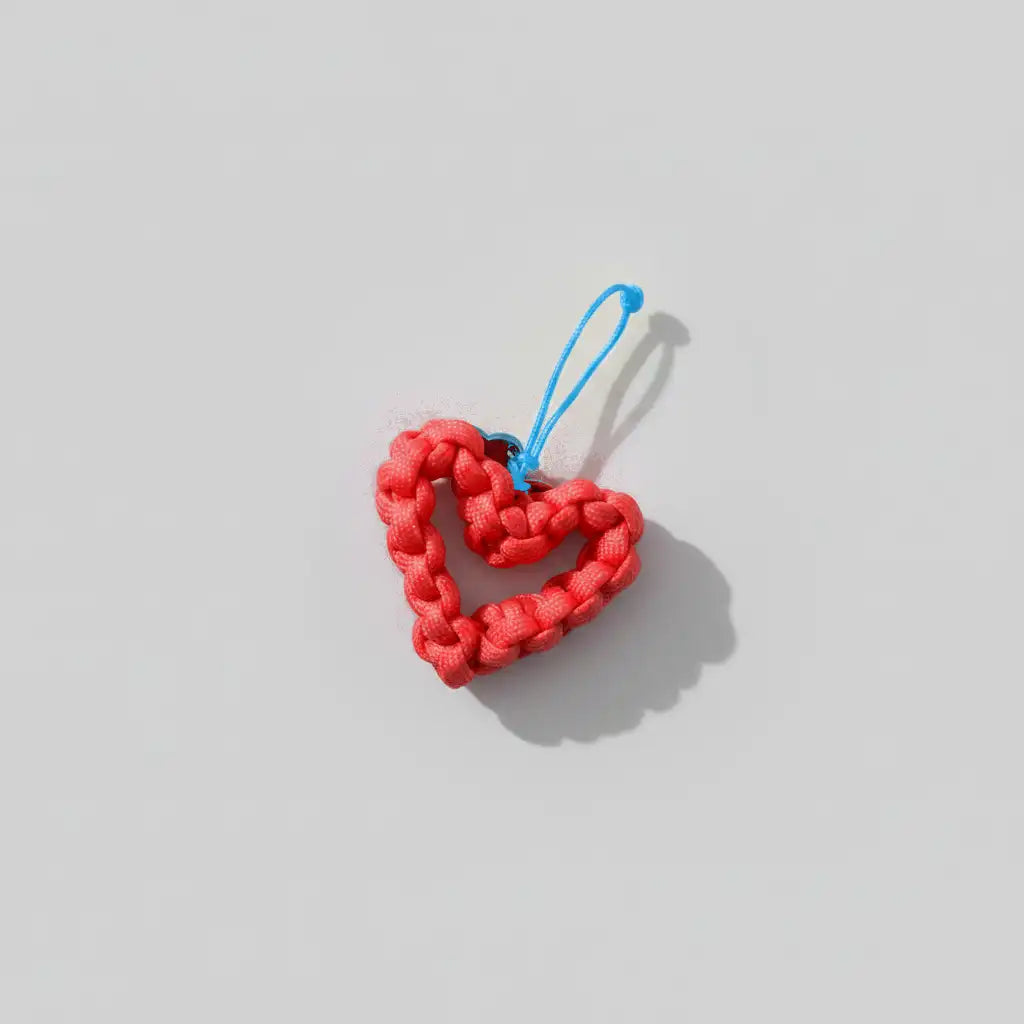 Portachiavi Cuore in Paracord rosso laccetto azzurro