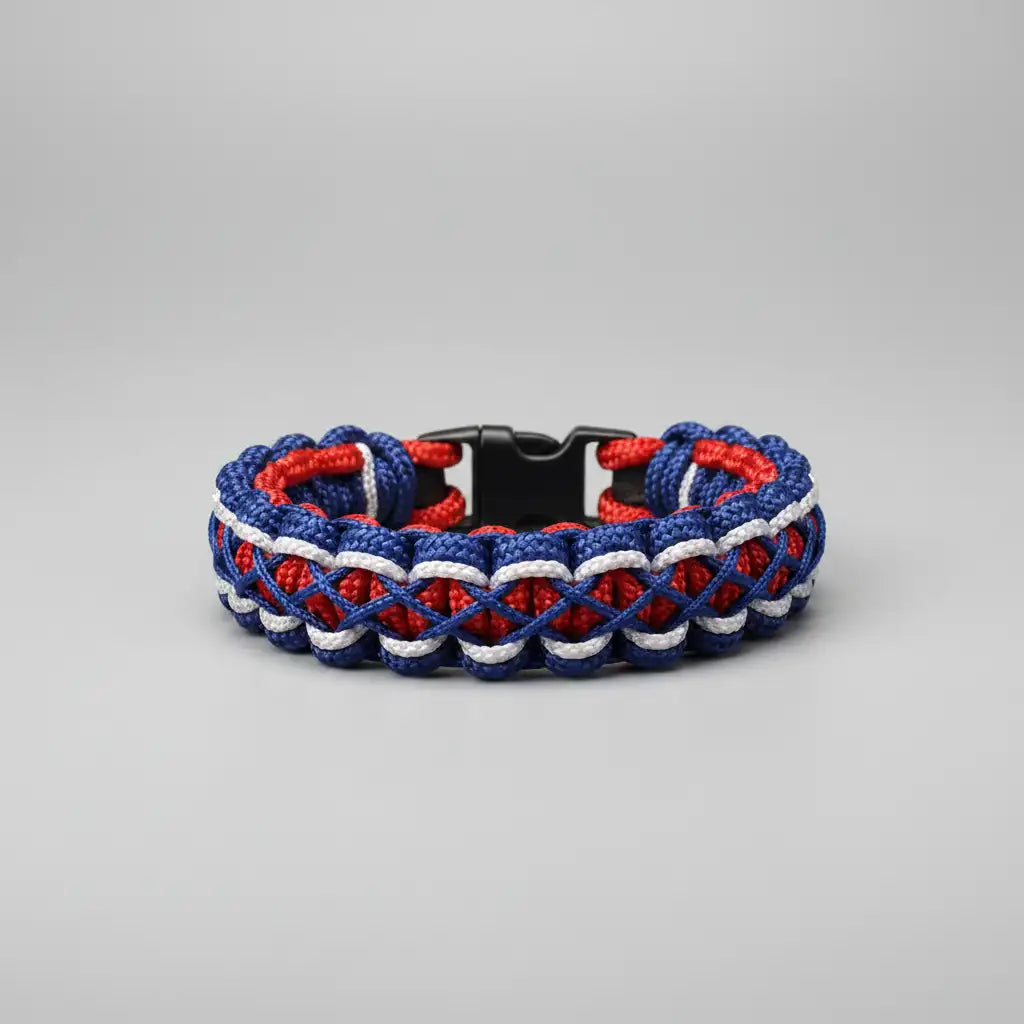 Bracciale in Paracord rosso blu e bianco ispirato a Spider-Man fatto a mano Urban Kord