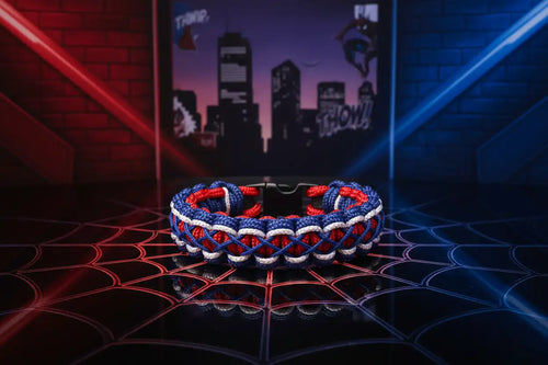 Dettaglio intreccio Cobra con inserti in Microcord del bracciale Spider-Man