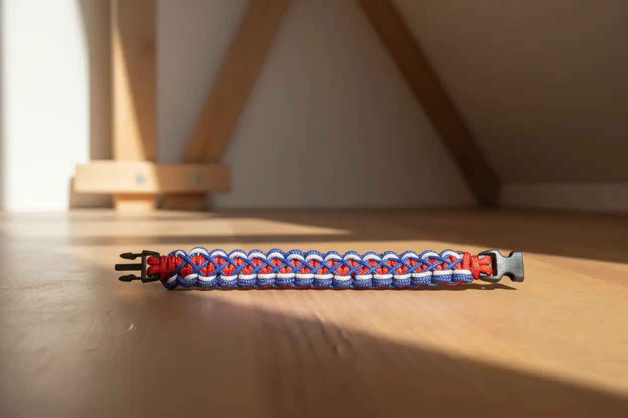 Fibbia a clip del bracciale in Paracord rosso blu e bianco ispirato a Spider-Man