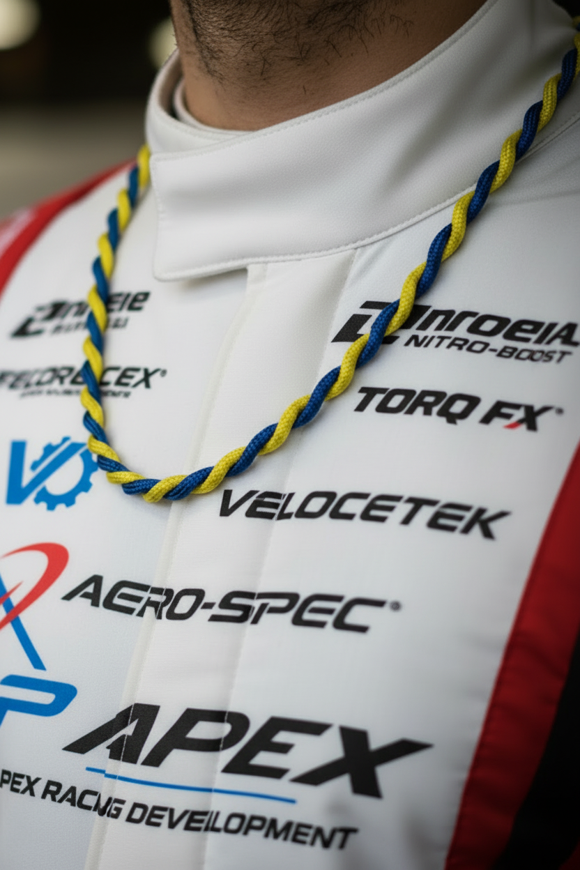 AL51 Twist – collana indossata su tuta Porsche Mobil 1 Supercup, senza volto