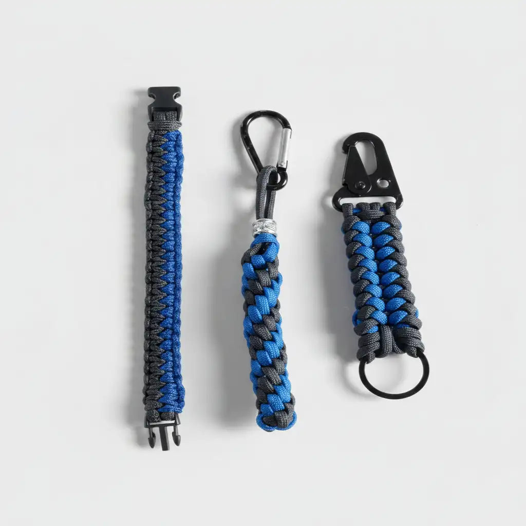 Kit nerazzurro in Paracord con bracciale Cobra e due portachiavi