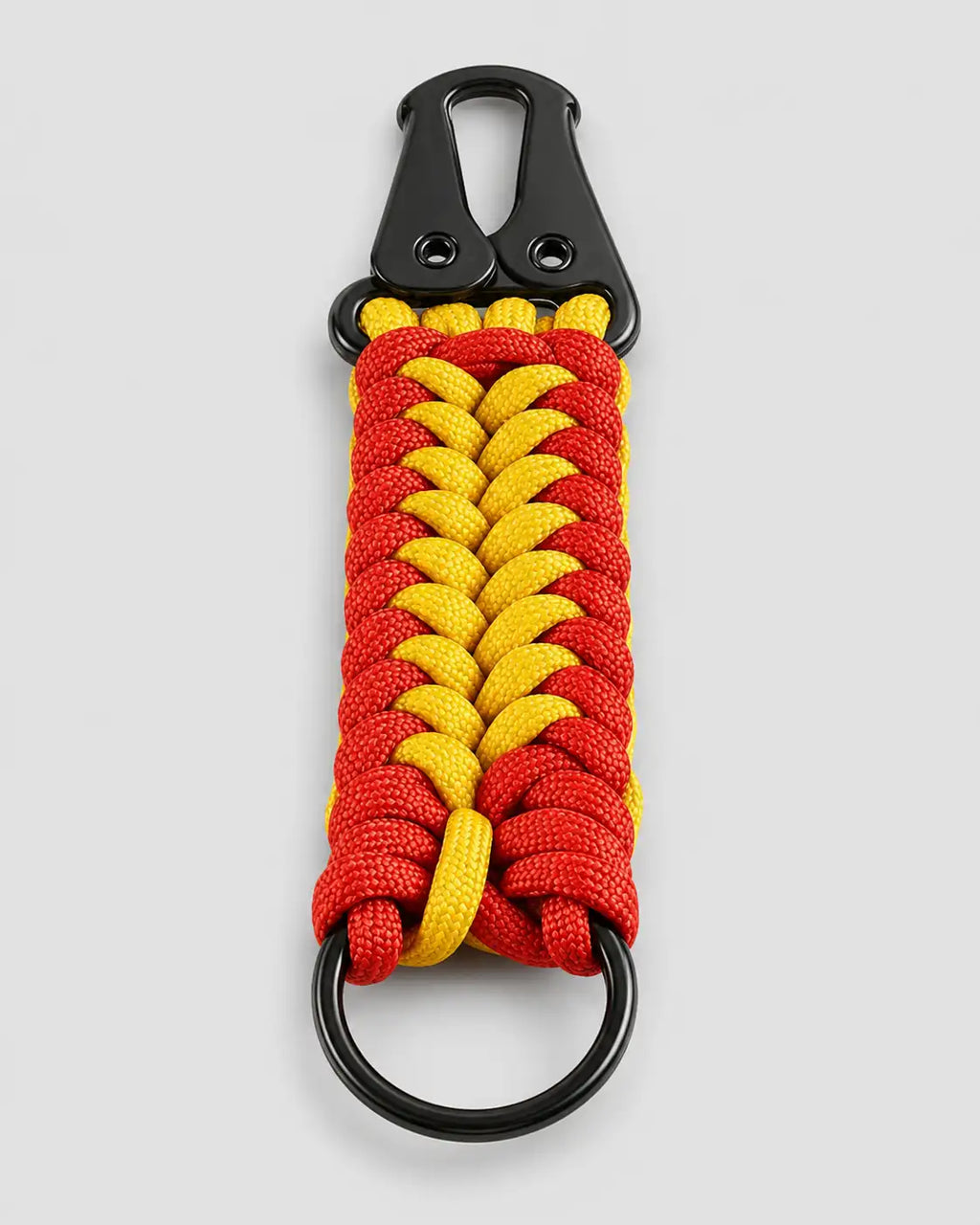 Portachiavi Cobra in Paracord giallo e rosso con moschettone