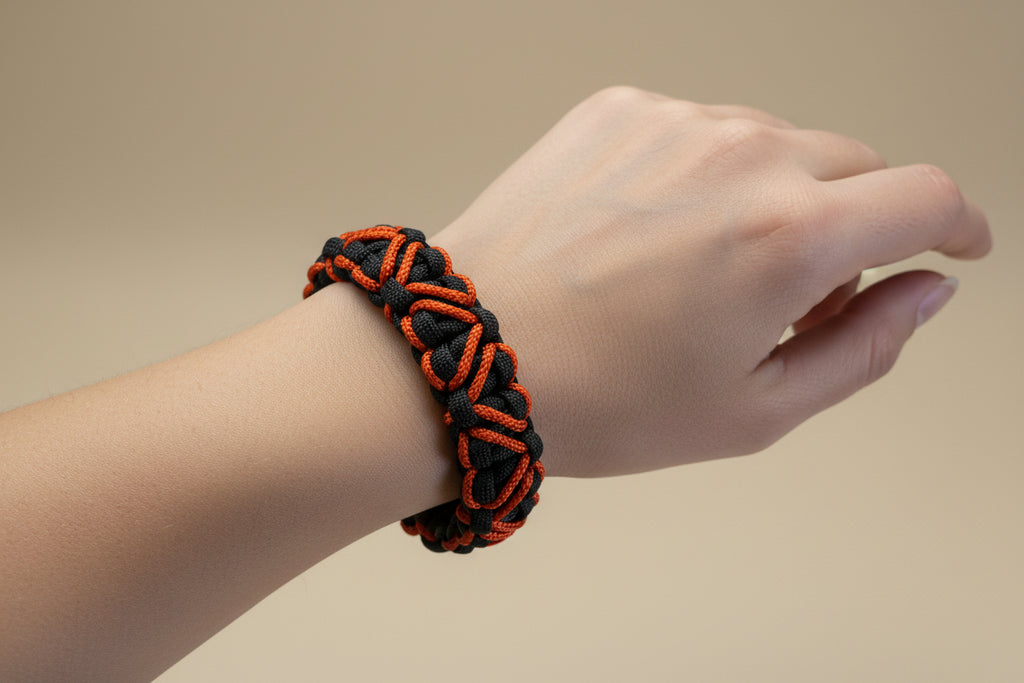 Bracciale Paracord San Valentino - Cuori Nero e Rosso