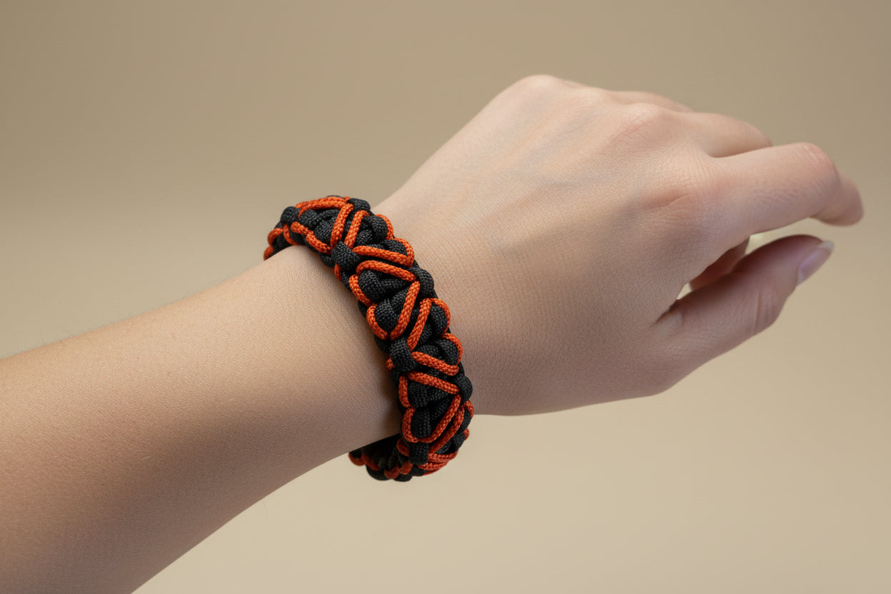 Bracciale Paracord San Valentino - Cuori Nero e Rosso